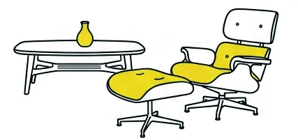 家具や照明の手描きイラスト